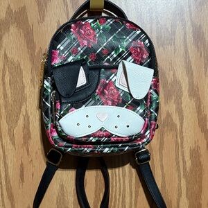 Betsey Johnson Black and Pink Floral Dog Backpack NWOT